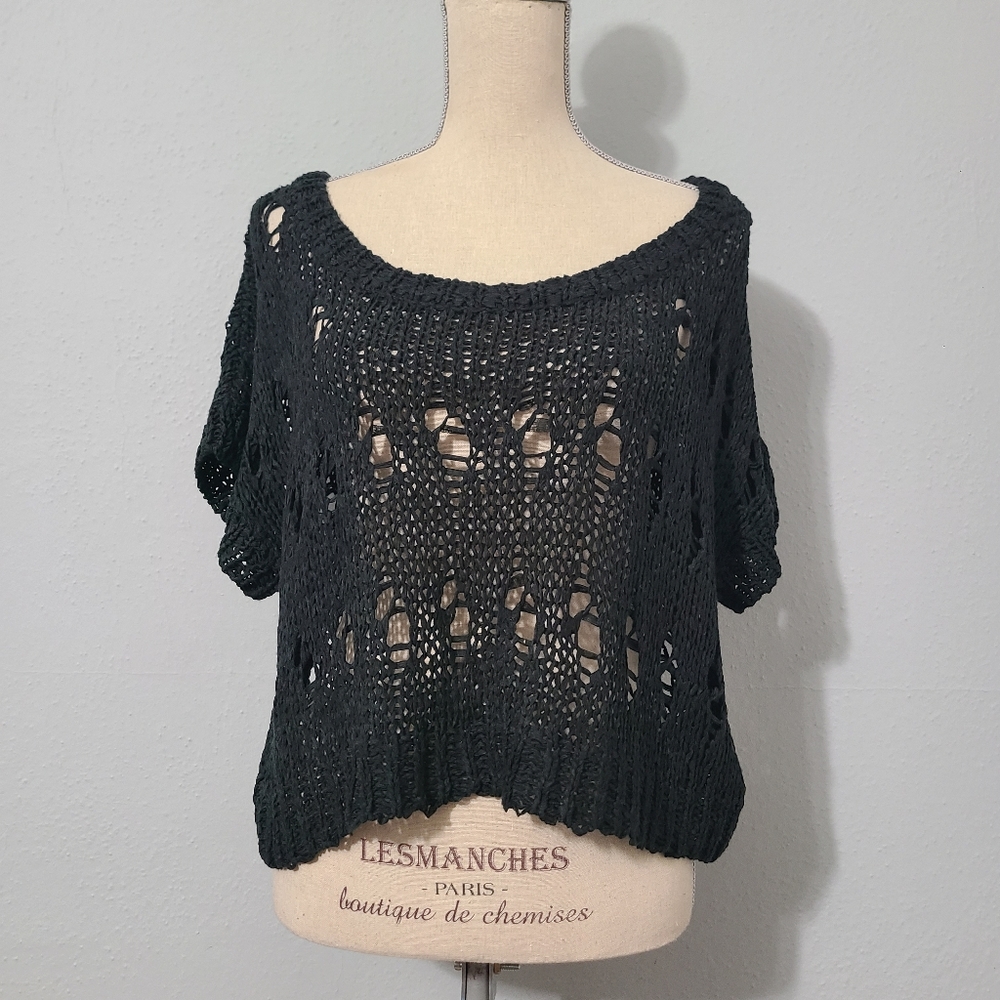 G by Guess Premium‎ Black Off The Shoulder See Through Sweater NWT Size XL